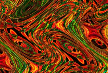 Eğri şekillerden oluşan renkli psikedelik bir arka plan. Görüntü