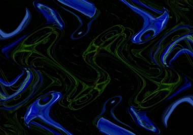 Eğri şekillerden oluşan renkli psikedelik bir arka plan. Görüntü