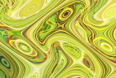 Eğri şekillerden oluşan renkli psikedelik bir arka plan. Görüntü