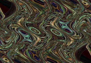 Eğri şekillerden oluşan renkli psikedelik bir arka plan. Görüntü