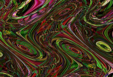 Eğri şekillerden oluşan renkli psikedelik bir arka plan. Görüntü