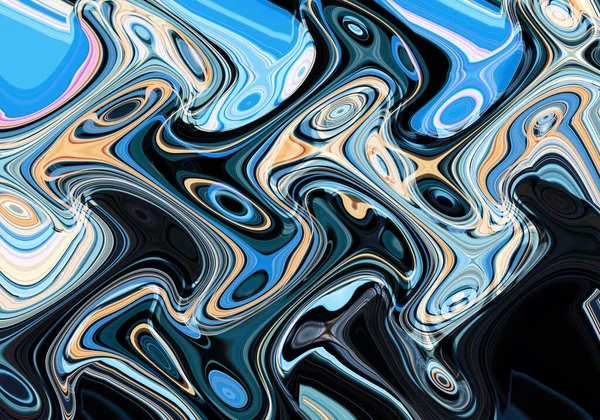 Eğri şekillerden oluşan renkli psikedelik bir arka plan. Görüntü