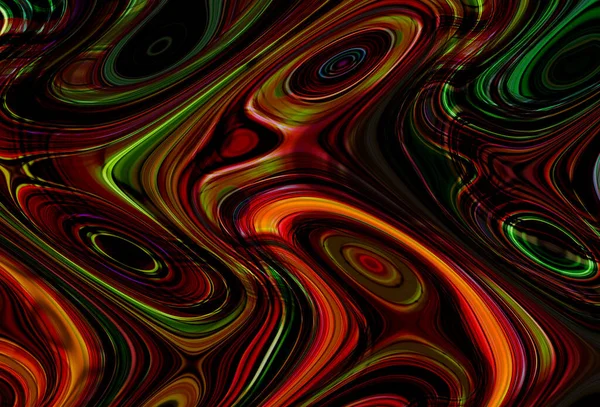 Eğri şekillerden oluşan renkli psikedelik bir arka plan. Görüntü