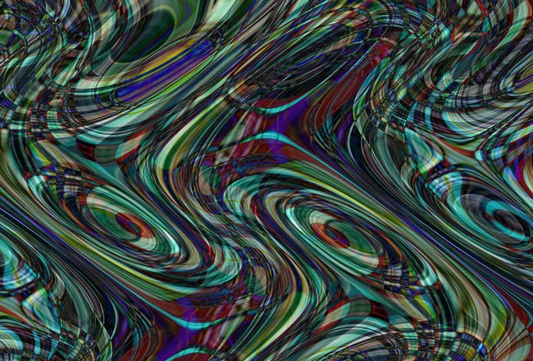 Kleurrijke Psychedelische Achtergrond Gemaakt Van Verweven Gebogen Vormen Illustratie — Stockfoto