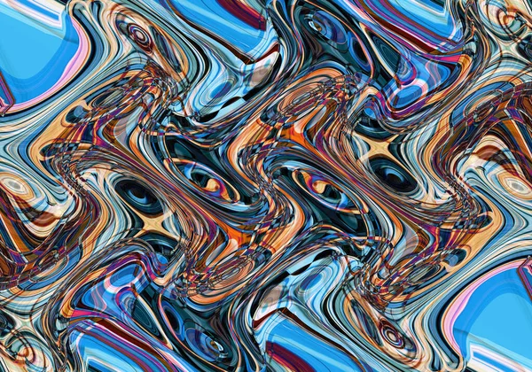 Eğri şekillerden oluşan renkli psikedelik bir arka plan. Görüntü