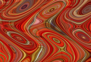 Eğri şekillerden oluşan renkli psikedelik bir arka plan. Görüntü