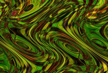 Eğri şekillerden oluşan renkli psikedelik bir arka plan. Görüntü