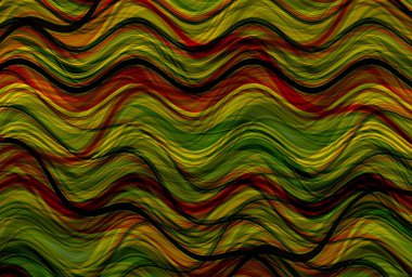 Farklı kalınlıklarda çizgiler oluşturulmuş renkli dalgalı bir arkaplan. Görüntü