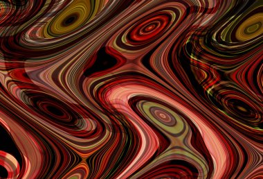 Eğri şekillerden oluşan renkli psikedelik bir arka plan. Görüntü