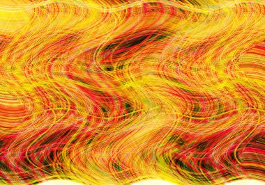 Farklı kalınlıklarda çizgiler oluşturulmuş renkli dalgalı bir arkaplan. Görüntü