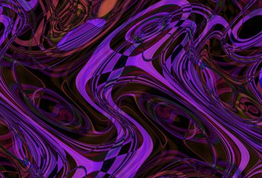 Eğri şekillerden oluşan renkli psikedelik bir arka plan. Görüntü