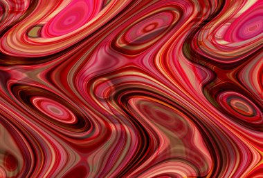 Eğri şekillerden oluşan renkli psikedelik bir arka plan. Görüntü