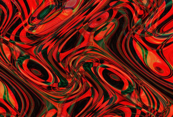 Eğri şekillerden oluşan renkli psikedelik bir arka plan. Görüntü