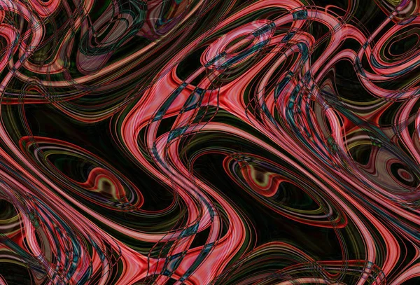湾曲した形を織り込んだカラフルなサイケデリックな背景 イラスト — ストック写真