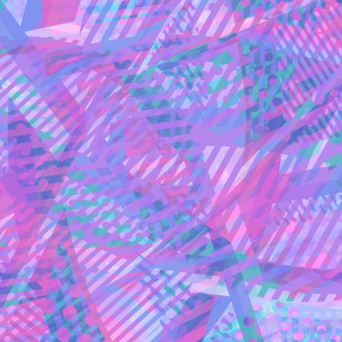 Soyut renkli disko arkaplanı çizgiler, noktalar ve renk lekeleriyle oluşturuldu.