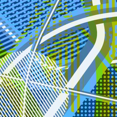 Soyut renkli disko arkaplanı çizgiler, noktalar ve renk lekeleriyle oluşturuldu.