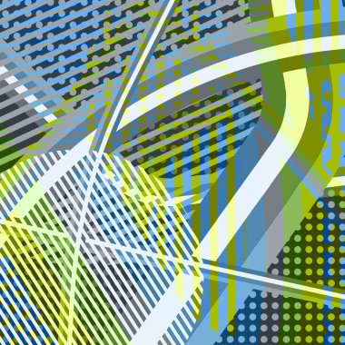 Soyut renkli disko arkaplanı çizgiler, noktalar ve renk lekeleriyle oluşturuldu.