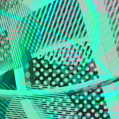 Soyut renkli disko arkaplanı çizgiler, noktalar ve renk lekeleriyle oluşturuldu.