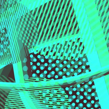 Soyut renkli disko arkaplanı çizgiler, noktalar ve renk lekeleriyle oluşturuldu.