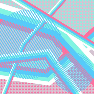 Soyut renkli disko arkaplanı çizgiler, noktalar ve renk lekeleriyle oluşturuldu.