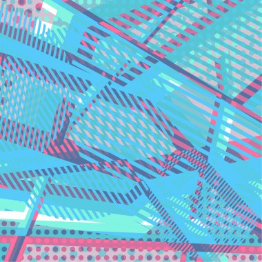 Soyut renkli disko arkaplanı çizgiler, noktalar ve renk lekeleriyle oluşturuldu.