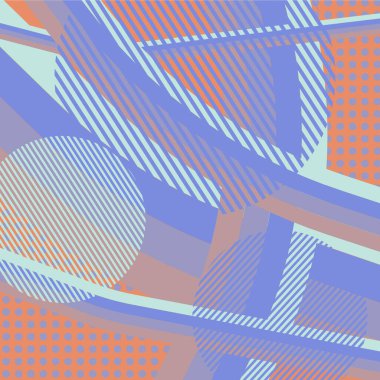 Soyut renkli disko arkaplanı çizgiler, noktalar ve renk lekeleriyle oluşturuldu.