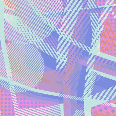 Soyut renkli disko arkaplanı çizgiler, noktalar ve renk lekeleriyle oluşturuldu.