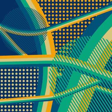 Soyut renkli disko arkaplanı çizgiler, noktalar ve renk lekeleriyle oluşturuldu.