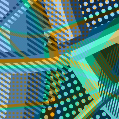 Soyut renkli disko arkaplanı çizgiler, noktalar ve renk lekeleriyle oluşturuldu.