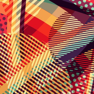 Soyut renkli disko arkaplanı çizgiler, noktalar ve renk lekeleriyle oluşturuldu.