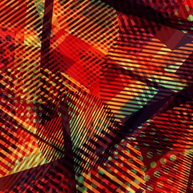 Soyut renkli disko arkaplanı çizgiler, noktalar ve renk lekeleriyle oluşturuldu.