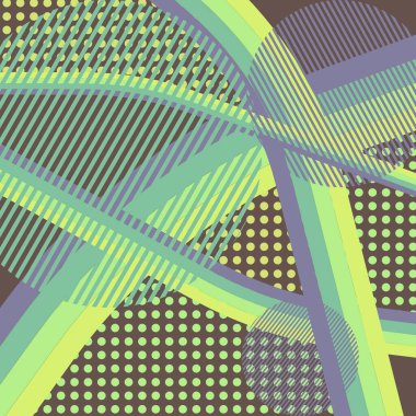 Soyut renkli disko arkaplanı çizgiler, noktalar ve renk lekeleriyle oluşturuldu.