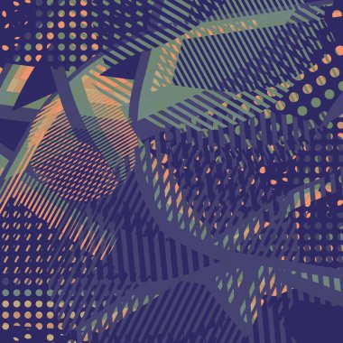 Soyut renkli disko arkaplanı çizgiler, noktalar ve renk lekeleriyle oluşturuldu.