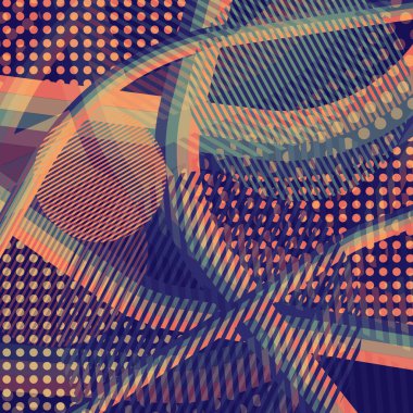 Soyut renkli disko arkaplanı çizgiler, noktalar ve renk lekeleriyle oluşturuldu.