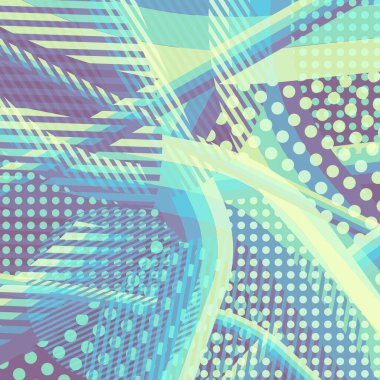 Soyut renkli disko arkaplanı çizgiler, noktalar ve renk lekeleriyle oluşturuldu.