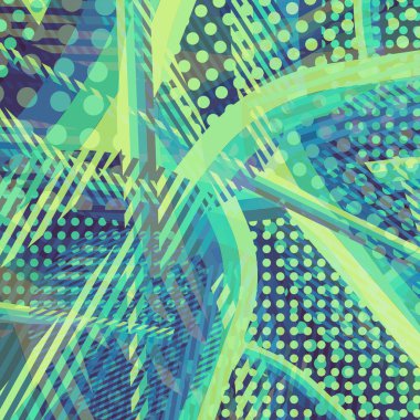 Soyut renkli disko arkaplanı çizgiler, noktalar ve renk lekeleriyle oluşturuldu.