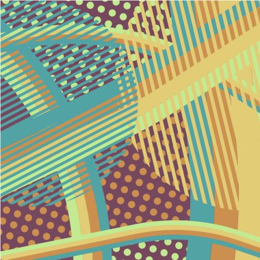 Soyut renkli disko arkaplanı çizgiler, noktalar ve renk lekeleriyle oluşturuldu.