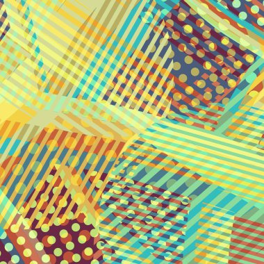 Soyut renkli disko arkaplanı çizgiler, noktalar ve renk lekeleriyle oluşturuldu.