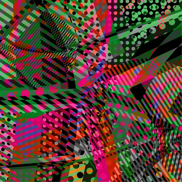 Fond Disco Abstrait Coloré Créé Avec Des Rayures Des Points — Image vectorielle