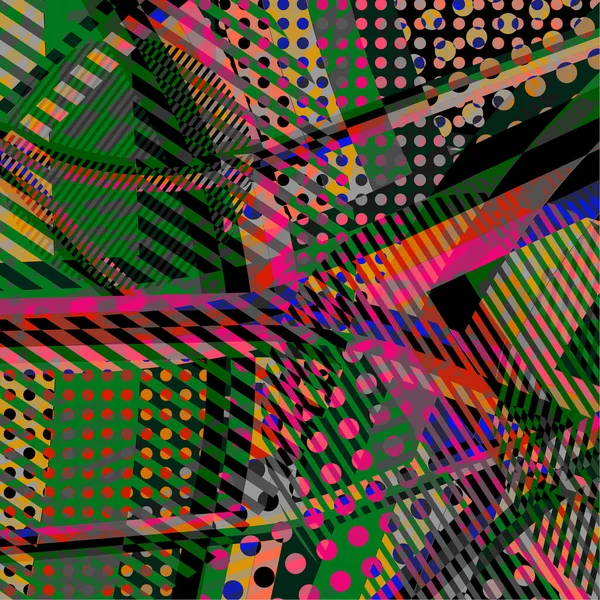 Fondo Disco Colorido Abstracto Creado Con Rayas Puntos Patrones Colores — Archivo Imágenes Vectoriales