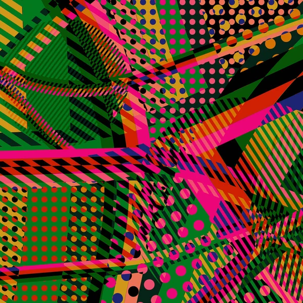 Abstrato Colorido Disco Fundo Criado Com Listras Pontos Padrões Cores — Vetor de Stock