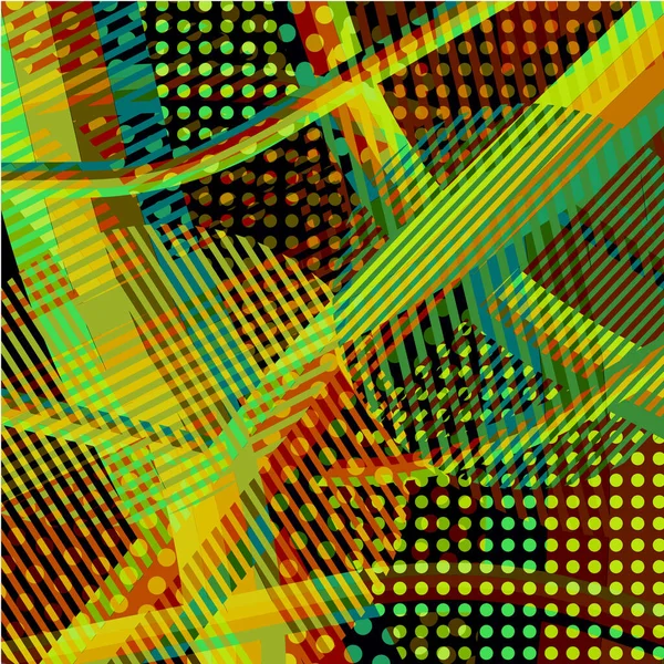 Fond Disco Abstrait Coloré Créé Avec Des Rayures Des Points — Image vectorielle