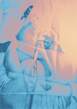 İnsan soyut resminin elle çizimi