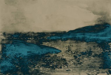 Deniz kıyısının suluboya resmini çiziyorum.