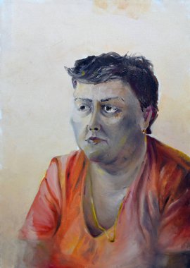 Yetişkin bir kadının el çizimi suluboya resmi