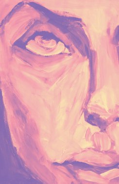 Kadın yüzünün bir kısmının suluboya resmini çizmek