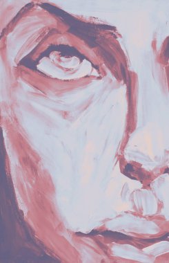 Kadın yüzünün bir kısmının suluboya resmini çizmek