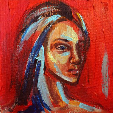 Genç bir kızın el çizimi suluboya portresi