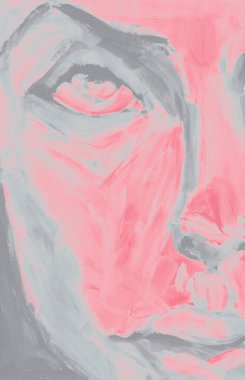 Kadın yüzünün bir kısmının suluboya resmini çizmek