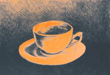 Kahve veya çayla birlikte fincanın suluboya resmini çiziyorum.